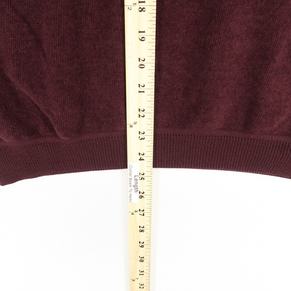Theory Evrett B‎ Soothe Sweater Mens Large Burgundy Corded Velour Knit - Picture 6 of 10